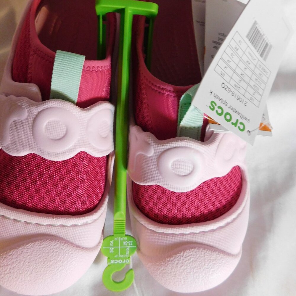 Crocs Swiftwater Splash Kids' Water Friendly Slip-On Shoes Size 2 Girls Pink NEW